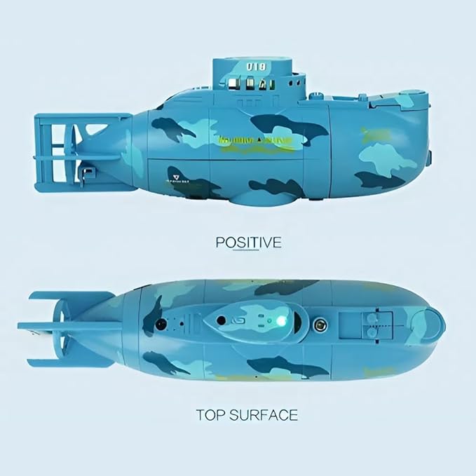 Mini RC Boat Toy Remote Control Tourist Submarine Underwater Electric Fish Tank Diving Child's Birthday Present(Blue)