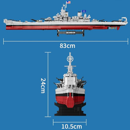 MISINI M6320 Military Series World War II Battleship Building Kit 2228 Pieces USS Missouri Battleship Toy Gift Ship Building Block Set for Adult Collection(Iowa-Class Warship)