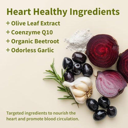 Snap Supplements Heart Health Support Supplement with Coq10, Organic Beet Root Powder, Hawthorn Berry, Turmeric and Odorless Garlic, Supports Nitric Oxide Level, Circulation and Flow, 90 Capsules