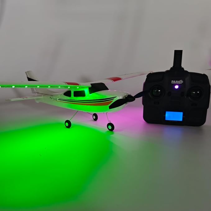 RC Airplane F949pro RC Plane 1020 Motor 3CH 2.4GHZ EPP RC Plane for Adults CESSNA-182 3D6G Gyroscope RTF RC Glider Planes with 2 Batteries Replaceable Parts (LED 2BSL+ Motor)