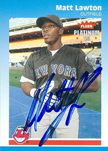 Sports Memorabilia Autograph Warehouse 246783 Matt Lawton Autographed Baseball Card - New York Mets Cleveland Indians 2002 Fleer Platinum - No. 146