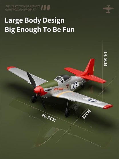 P51 RC Plane 4 Channel Remote Control Airplane with Aileron/Aerobatic/3Level FC/Gyro Stabilizer Easy Control for Boys Adults Beginners Best Mustang RC Airplane Fighter Glider Gift for Kids Youths 8-16