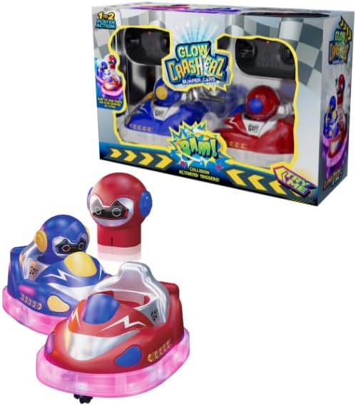 Odyssey Toys Glow Crasherz Remote Control Bumper Cars LED Light Up Racing Set 2 Player Game with Ejection Feature
