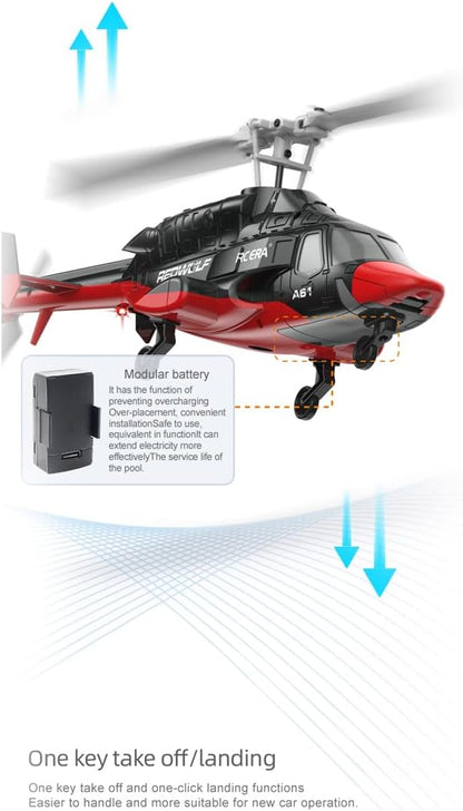 RC ERA A61 Flyingwolf RC Helicopter Model 1:52 Scale Single Rotor 4CH RC Helicopter with Optical Flow Positioning One-Key Start RTF Gyro Stabilized Aircraft for Adults Beginners