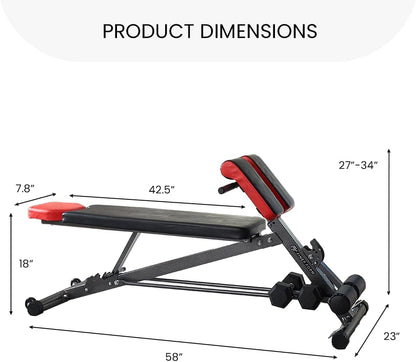 FF Finer Form Multi-Functional Weight Bench for Full All-in-One Body Workout – Adjustable Workout Bench Press for Home Gym, Fitness equipment for Back HyperExtension, Roman Chair Exercise, Sit up
