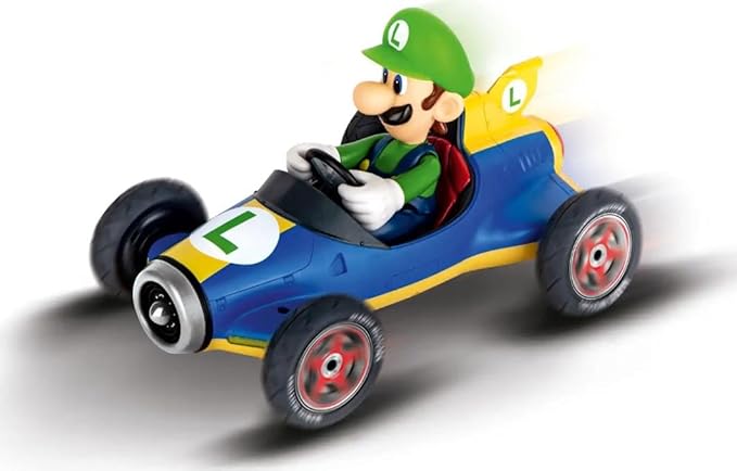 Carrera RC Official Licensed Mario Kart Mach 8 Luigi 1: 18 Scale 2.4 Ghz Remote Radio Control Car with Rechargeable Lifepo4 Battery - Kids Toys Boys/Girls (Model: 181067)