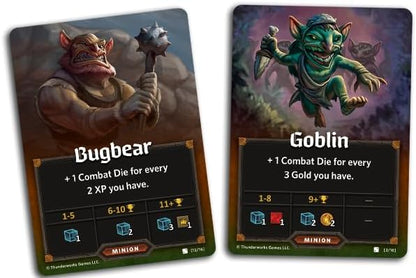 Monsters &amp Minions - Expansion for Roll Player Board Game | Adds End-Game Monsters 5th Player New Dice and 170+ Cards | Dice Drafting Family Game for 1-5 Players Ages 14+ | Thunderworks Games
