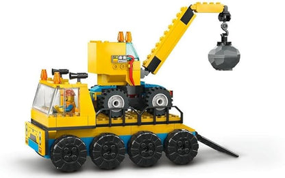 Lego 60391 City Camiones de Construcción y Grúa con Bola de Demolición Excavadora de Juguete Camión Basculante y Vehículos de Transporte Set de Aprendizaje para Niños y Niñas a Partir de 4 Años