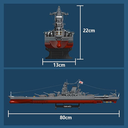 MISINI M7001 1:300 Japanese Yamato Battleship Building Blocks Set 2569 Pieces WWII Navy Ship MOC Toy Excellent Battleship Model Building Gift and Collection for Military Enthusiasts and Adults