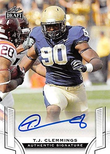 Sports Memorabilia Autograph Warehouse 249490 T.J. Clemmings Autographed Football Card - Pittsburgh Panthers Minnesota Vikings 2015 Leaf Draft - No. BA-TJC Rookie