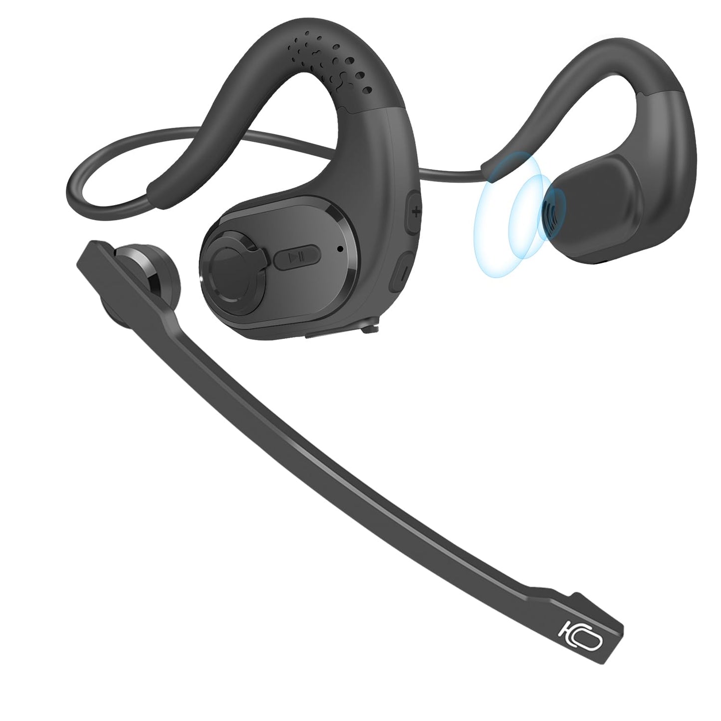 iDIGMALL Bluetooth Headset with Detachable Microphone, Multi-Point Wireless Headset w/DSP Noise Canceling Mic for Phone PC Laptop, Comfort & Light Open Ear headphones for Office Meeting Home Work, 12H