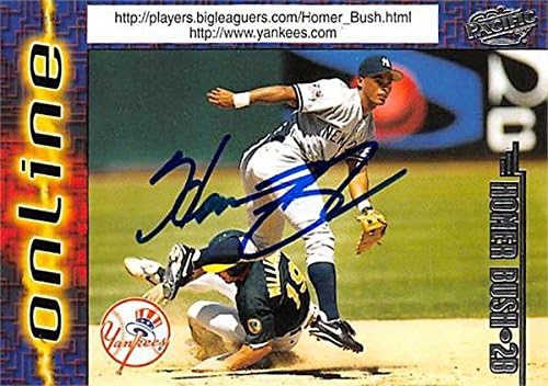 Sports Memorabilia Autograph Warehouse 302226 1998 Homer Bush Autographed No.498 Baseball Card - New York Yankees