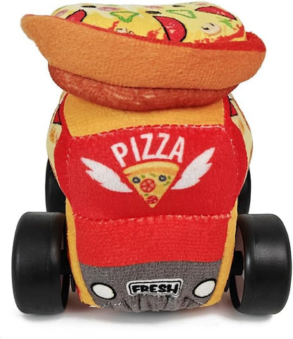 Plush Pizza Car with 2.4GHz Remote – Soft Fabric RC Toy with Music Effects &amp Buildable Top Safe Indoor Play Vehicle for Kids Ages 2+