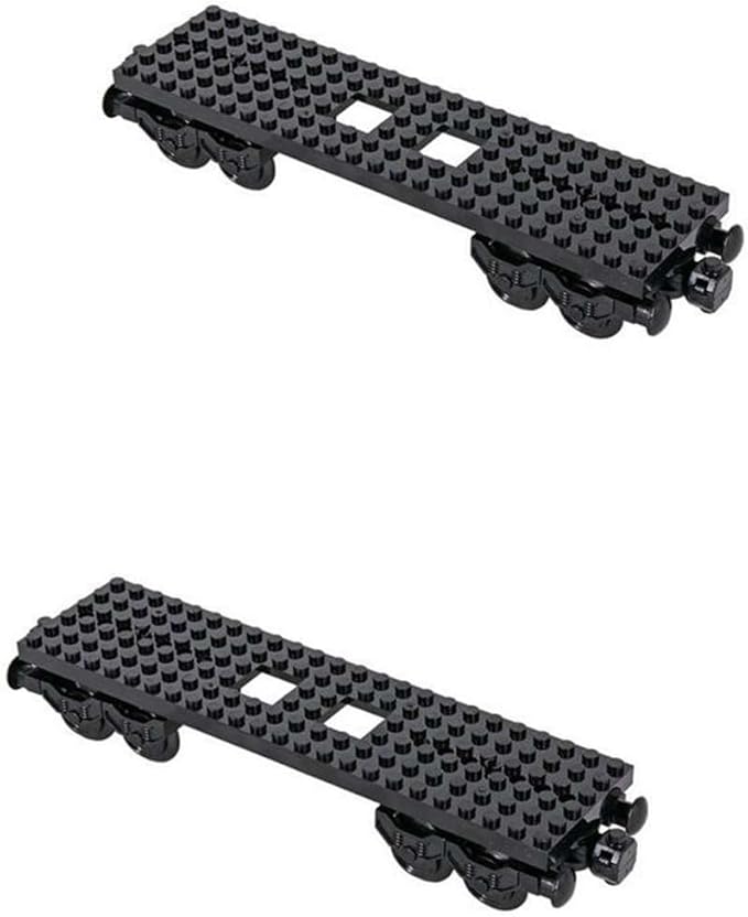 MOC City Creative Building Set – Train Base Wheels Low-Loader Truck &amp Railway Tracks DIY Kit (Compatible with Technical Parts 92339 92088 4025) (2PCS Train Base)