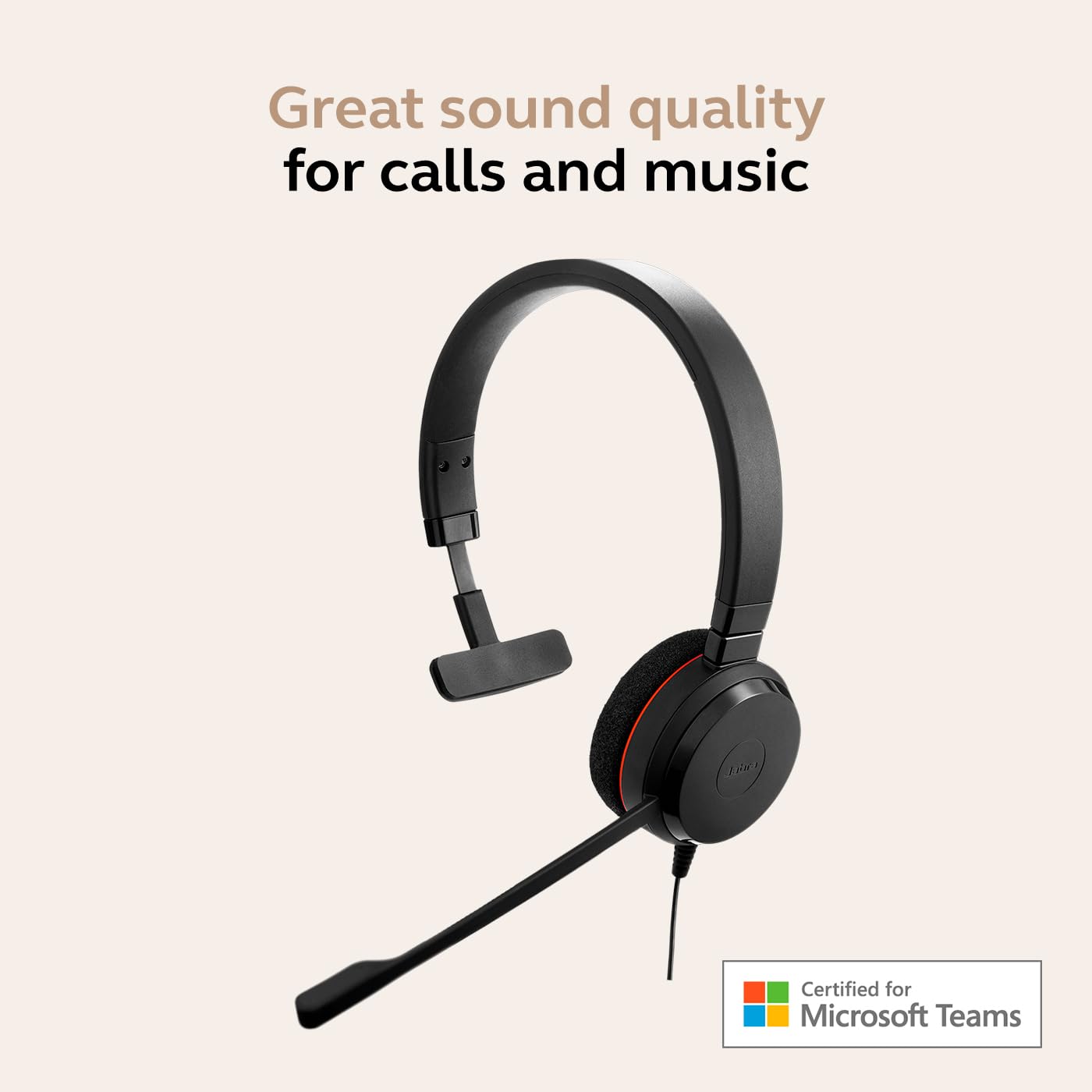 Jabra Evolve 20 (2025 Edition) Single-Ear Headset for Office and Home - Call Control - All Platforms - USB-C/A Connectivity - Black