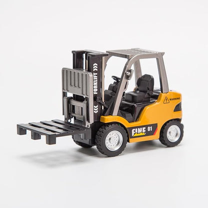 FunXylophy 1/64 Mini RC Forklift 2.4G 10KM/h Full-Proportional Remote Control Forklift with Trailer Cargo Hook Forks and Pallet Christmas &amp Birthday Gifts (Yellow)