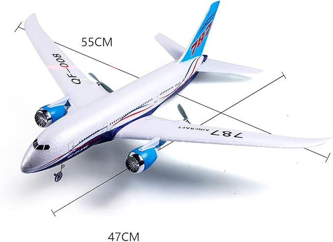 Remote Control Airplane 2.4Ghz DIY 3 Channels RC Plane Remote Control Airplane Ready to Fly RC 787 Dreamliner for Advanced Wingspan 550mm （2 Batteries