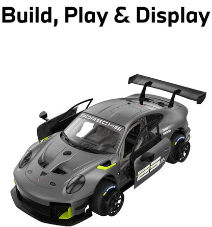 RASTAR 99600 1/18 76PCS Officially Licensed RC Race Car Building Kits for Porsche 911 GT2 RS Clubsport 25 with Opening Doors Working Lights Remote Motor &amp DIY Decals for Play &amp Display - Id