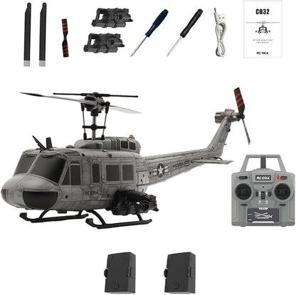 RC ERA C032 UH-1 Huey RC Helicopter 1:48 Scale 6-Axis Gyro 6CH Brushless Flybarless Stabilized Aircraft 3D Inverted Flight Optical Flow Positioning for Adults Hobbyists
