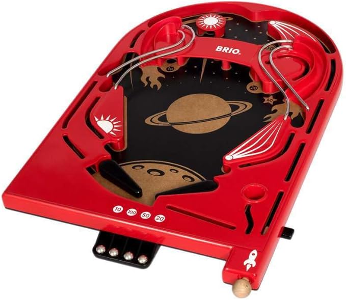 BRIO 34017 Pinball Game - Classic Vintage Arcade Style | Engaging Brain Game for Kids and Adults | Ideal Gift for Ages 6 and Up Red