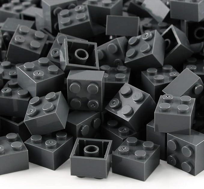 Feleph 2x2 Bricks Dark Stone Gray 400 Pieces Parts Classic Building Creative Play Blocks Set Toy Compatible with 3003 Major Brick Brands