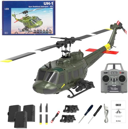 1/48 RC Helicopter for Adults RC ERA C032 UH-1 Huey 2.4G 6CH Gyro Stabilized Remote Control Aircraft with Altitude Hold &amp Optical Flow One-Key Takeoff/Landing
