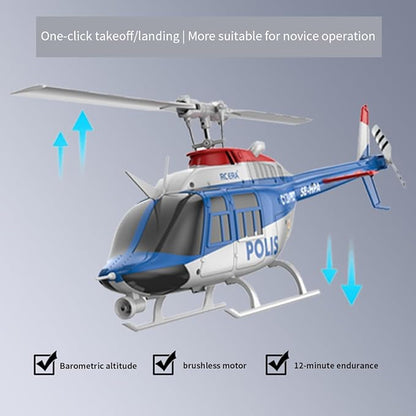 RC ERA 1/33 Scale C138 Pro Bell 206 RC Helicopter 2.4G 6CH 6-Axis Gyro Flybarless Heli with Optical Flow Upside Down 3D Rolling One-Key Takeoff(2 Battery)