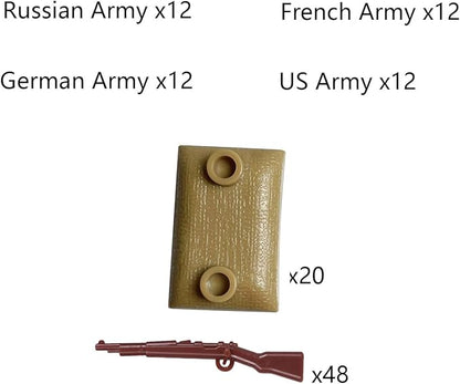 WW2 Building Set Action Figures with Weapon Accessories World War 2 Battle Pack Idea Gifts for Kids (154 Pcs)