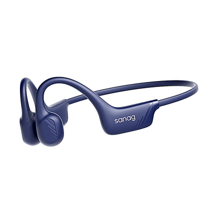 Sanag B21S True Bone Conduction Headphones, IPX5 Waterproof Bluetooth 5.4 Earphones, Wireless Open Ear Headset with Mic, 5.4 HiFi Bass, 10H Playtime for Running, Cycling, Sports, Workout (Blue)