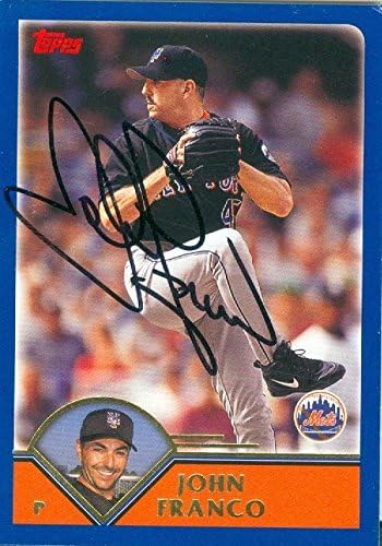 Sports Memorabilia Autograph Warehouse 246923 John Franco Autographed Baseball Card - New York Mets 2003 Topps - No. 498