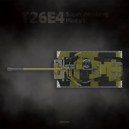 39059 T26E4 Super Pershing Test Vehicle No.1 Building Block Set 1322 Pieces Military 1:28 Scale Tank Model Toys Ideal Gift for Room Decoration or Collection