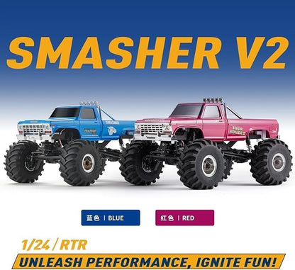 EAZYRC X FMS Fcx24 1/24 RC Crawler RTR RC Monster Truck 4x4 8+ kph 2-speeds Transmission Off-Road with USB Charger and 2.4Ghz Remote Control for Adult (red)