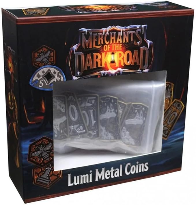 Merchants of The Dark Road: Lumi Metal Coins – Deluxe Metal Currency Upgrade for Board Game | Dual-Masked Multi-Color Coins | 1 5 &amp 10 Value Token Set