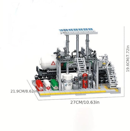 General Jim's Chemical Plant Natural Gas Set Streetview City Modular Building Block Brick MOC Model or Playset with Accessories for Teens or Adults