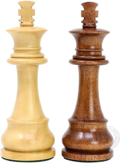 House of Chess - Tournament Chess Set Pieces - Unique Staunton Golden Acacia Wood/Boxwood - King Height: 3.75 (95 mm) - 2 Extra Queens - Weighted