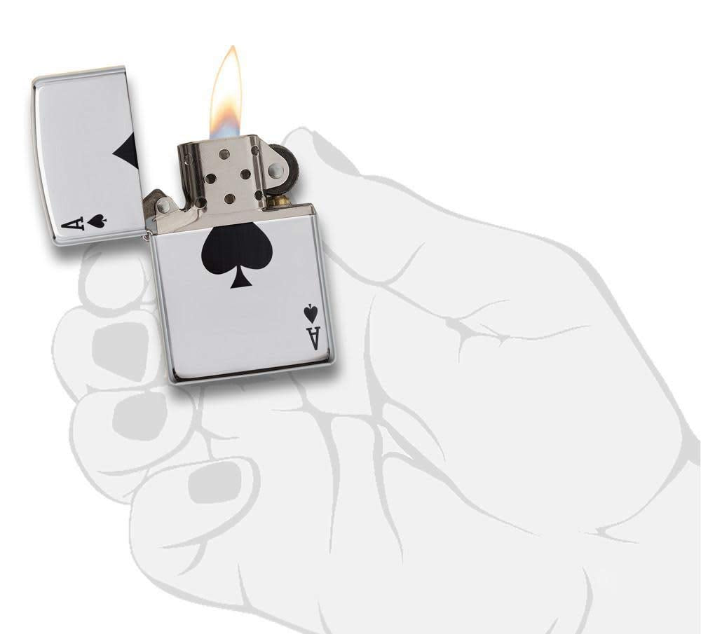 Zippo 24011 Ace of Spades Pocket Lighter, High Polish Chrome