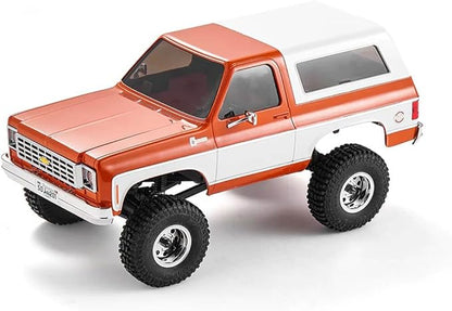 BEEZRC FMS 1/24 RC Crawler Officially Licensed Chevy K5 Blazer RC FCX24 RTR RC Pickup Truck SUV 4WD 2.4GHz 3CH Hobby RC Model 8km/h Mini Car Off-Road Remote Control Car (Orange)