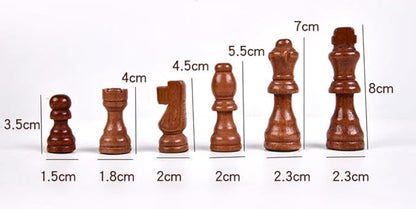 Wooden Chess and Checkers Set 2-in-1 – Folding Board with Storage Classic Staunton Chess Pieces and Checker Chips Portable Travel Game for Kids Adults Beginners and Family Fun