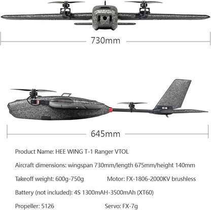 Remote Control Airplane for Adults Ranger T1 VTOL 2.4G EPP Vertical Takeoff and Landing Fixed-Wing RC Aircraft with FPV Camera Mount and Flight Controller