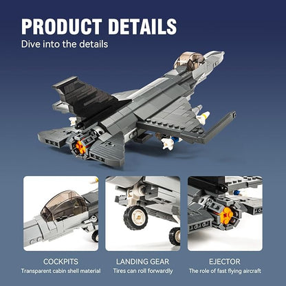 DAHONPA F-16 Fighting Falcon Military Army Airplane Building Bricks Set 520 Pieces Air-Force Build Blocks Toy Gift for Kid and Adult.