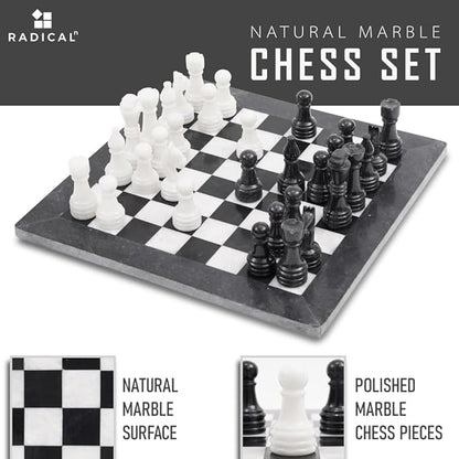 Radicaln Marble Chess Set 15 Inches Handmade Black and White Classic Board Games for Adults Luxury Marble Chess Board &amp 32 Chess Pieces