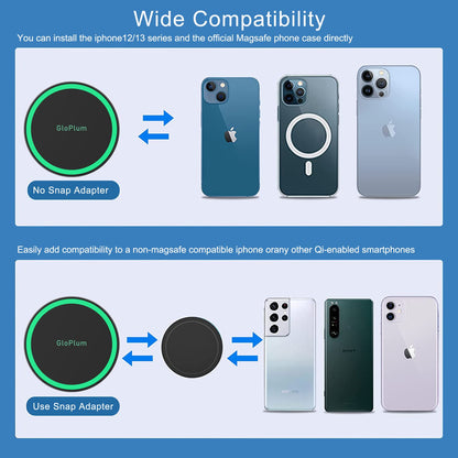 Magnetic Wireless Car Charger Mount Compatible with Magsafe iPhone 15/ iPhone 14/iPhone 13, Fast Charging Air Vent Magnet Accessories Car Phone Holder