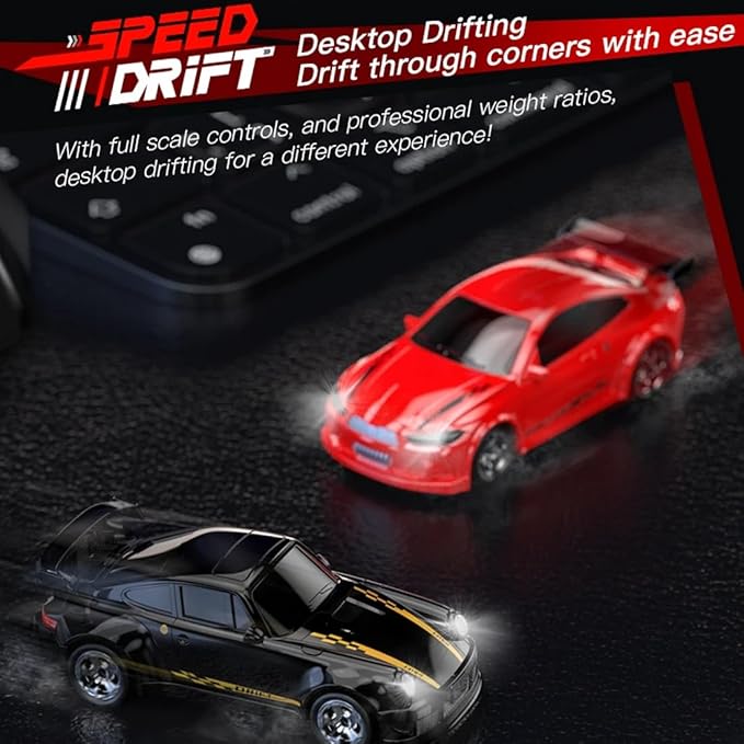 1/64 Scale Mini RC Drift Car 2.4Ghz High Speed 4WD Full-Scale Throttle Drift Racing Sport Remote Control Car Desktop Gift for Adults Enthusiasts -Blue