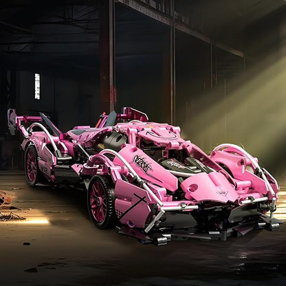 Sport Racing Car Building Block Sets for Adults 1:14 Pink Race Supercar Toys Kits Collectible MOC Model Christmas Xmas Birthday Gifts for Old Boys and Girls Teens Men Women Age 8-12 12-1614+