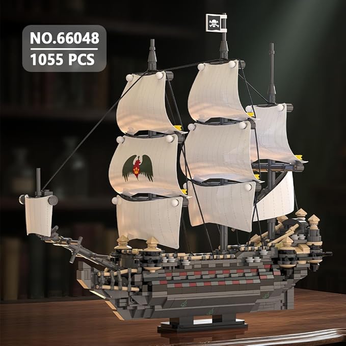 39087 Ghost Mary Pirate Ship Building Block Model Kit 1055 PCS Display Sailing Vessel for Adults