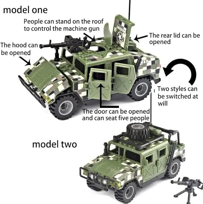 Military Vehicles Building Blocks Sets Compatible with Lego Military Off-Road Vehicle Set Army Model Kit STEM Toys for Boys Kids and Teens Ages 8-14(Green)