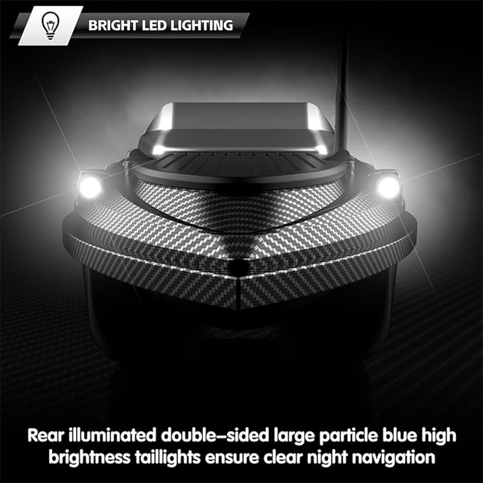 V080 Remote Control Bait Boat 12V High-Speed RC Bait Boat with 9 Fishing Zones and 180 Waypoints