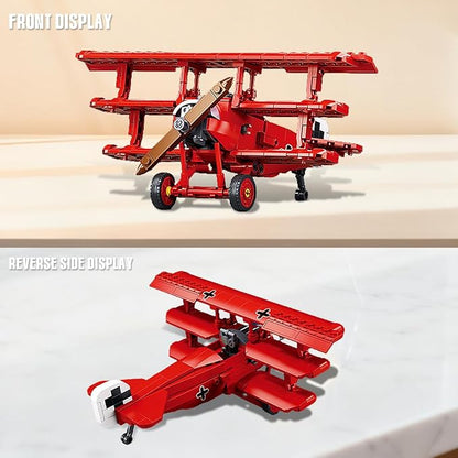 DAHONPA Fokker DR-1S Building Block Plane Set Airplane Model 281 Pieces Toy Military Army Airplane Building Bricks for Adults
