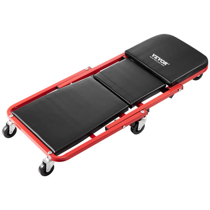 VEVOR Foldable Z Garage Creeper, 36 in, 300 lbs Load Capacity Rolling Folding Mechanic Creeper Stool, with 6 Wheels Tool Tray Padded Seat Steel Frame, Lay Down or Sit Chair for Garage Shop or Home