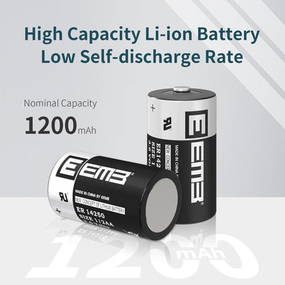 EEMB ER14250 Battery 1/2AA 3.6V Lithium Battery Li-SOCL₂ (4-Pack) Non-Rechargeable XL-050F SB-AA02 LS14250 for Dog Collar Meter Sensor Movement Monitor/Home Security System/Alarm System